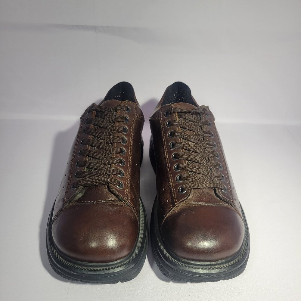 GBX 316301 Men's US Size 10M Brown Leather Lace Up Round Toe Sneaker Shoes - Picture 2 of 11